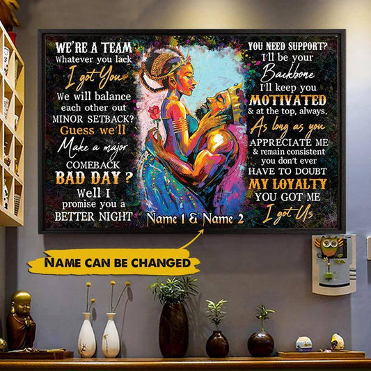 We're A Team - Personalized Couple Canvas and Poster 0124