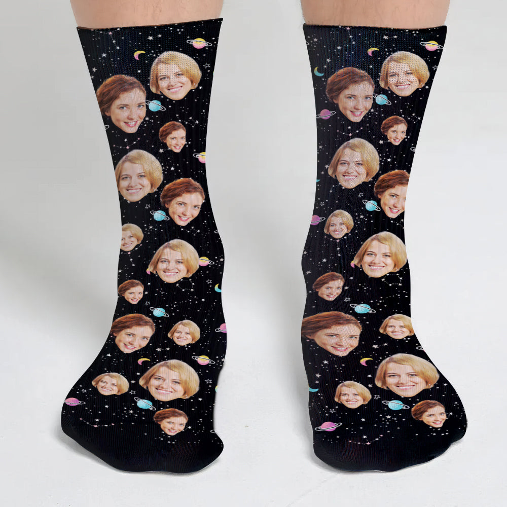 Custom Face Galaxy - Personalized Bestie Socks