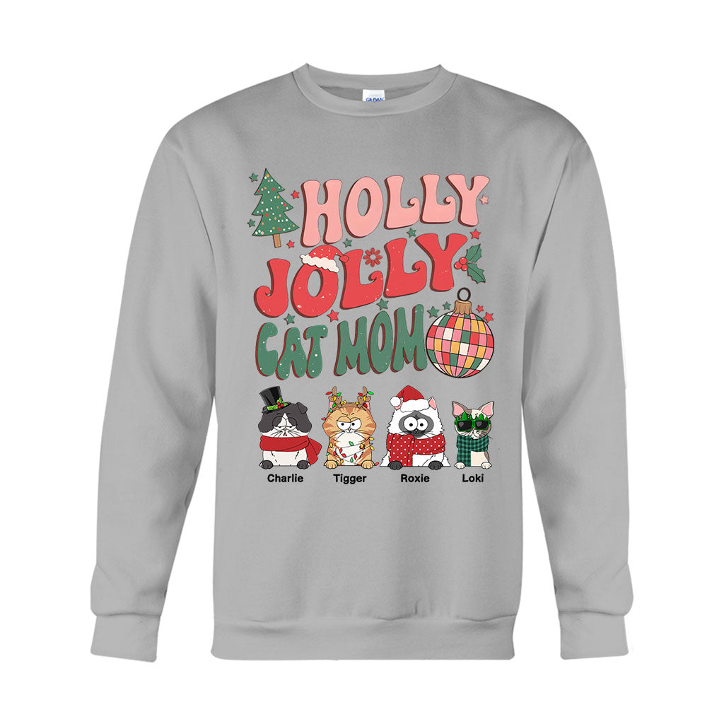 Maman chat/maman chien - T-shirt et sweat à capuche personnalisés pour chat Holly Jolly