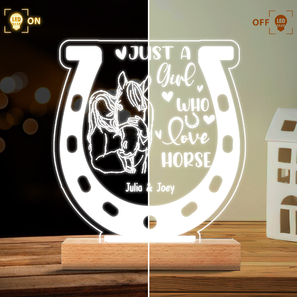 Just A Girl Who Loves Horse - Personalized Horse Shaped Plaque Light Base