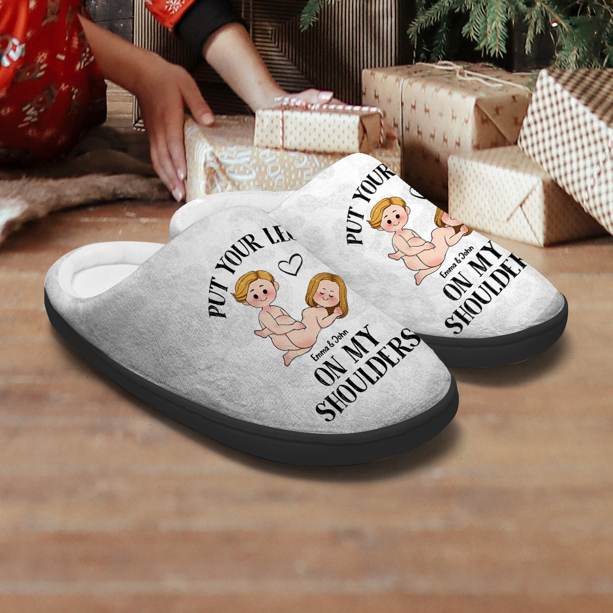 Put Your Legs On My Shoulders - Personalized Couple Slippers