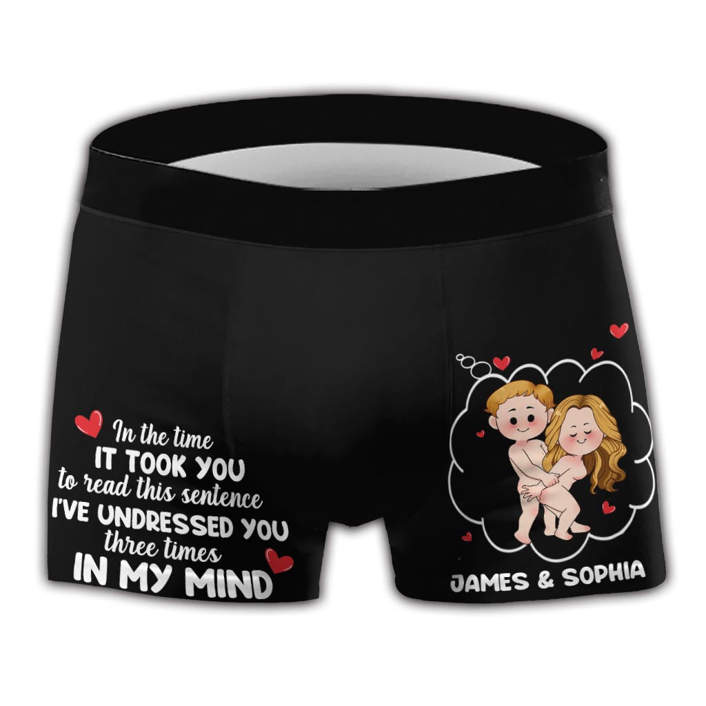 I've Undressed You Three Times - Personalized Couple Men Boxer Briefs