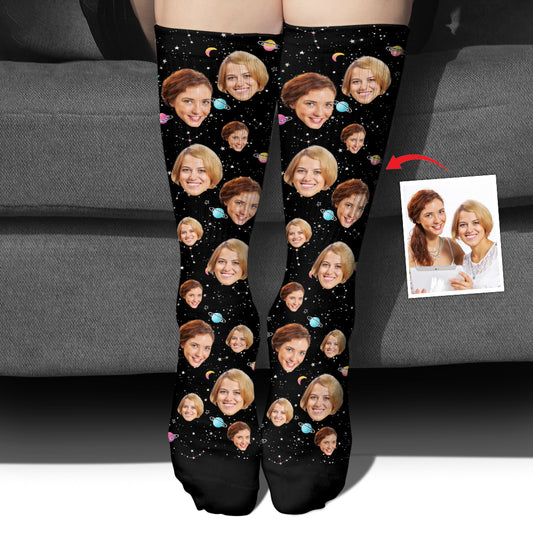 Custom Face Galaxy - Personalized Bestie Socks