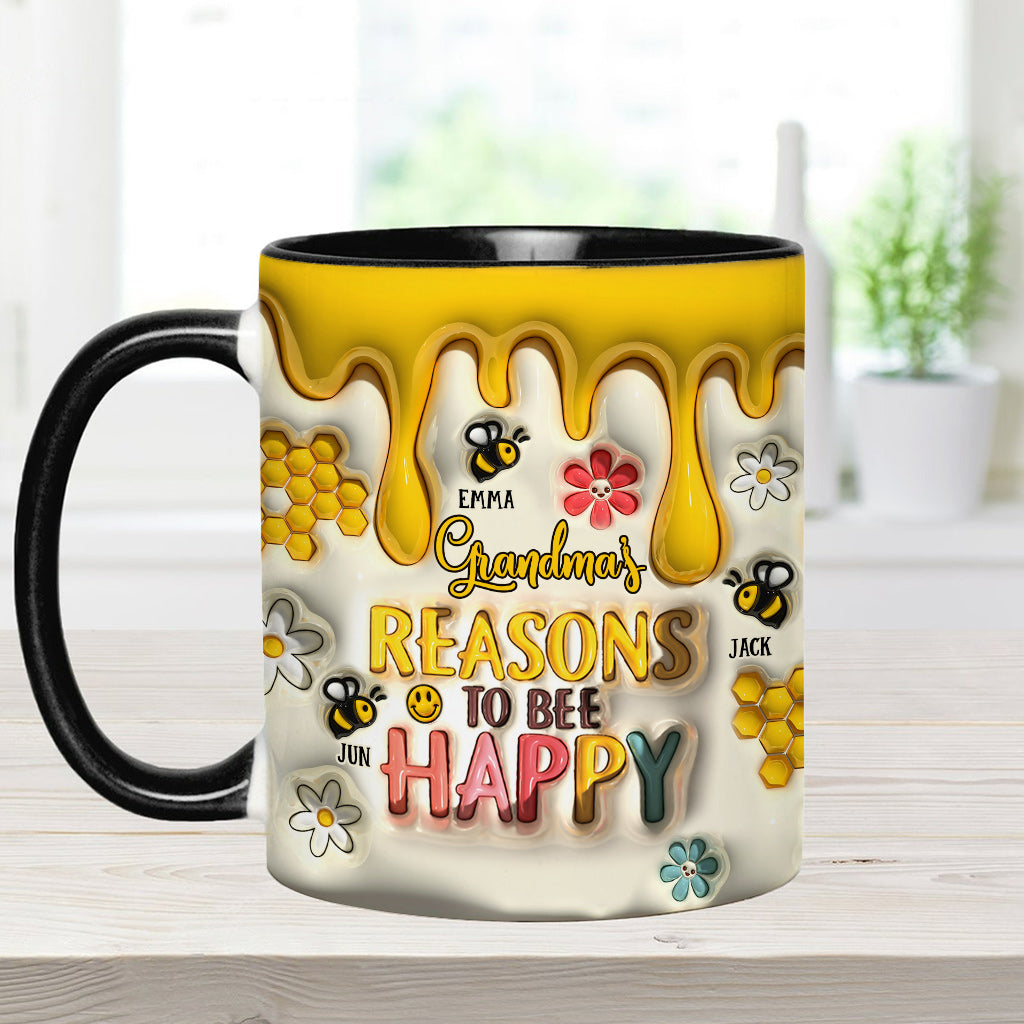 Grandma’s Reasons To Bee Happy - Gift for grandma - Personalized Accent Mug