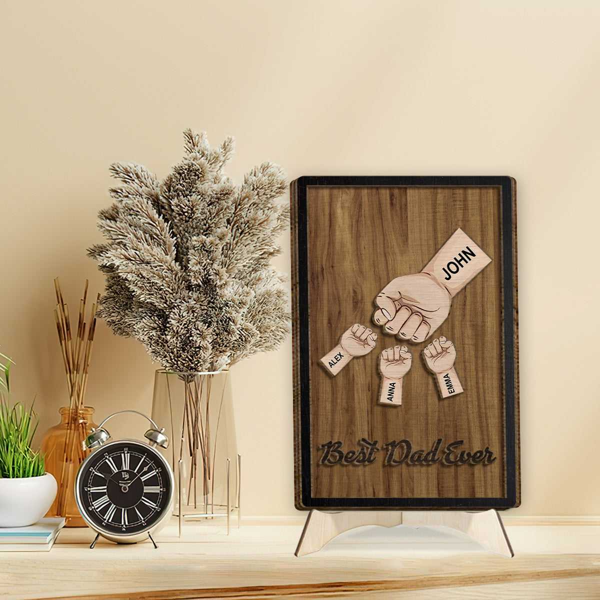Best Dad Ever - Personalized Father 2 Layered Wood Sign / Wood Plaque