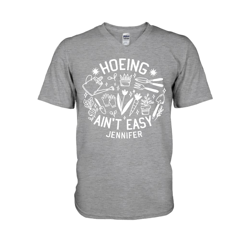 Hoeing Ain't Easy - Personalized Gardening T-shirt And Hoodie
