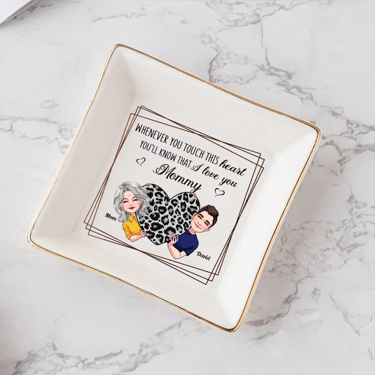 Whenever You Touch This Heart - Gift for mom, grandma, grandpa, daughter, son, granddaughter, grandson, wife, husband, dad, aunt, uncle, sister, brother - Personalized Jewelry Dish