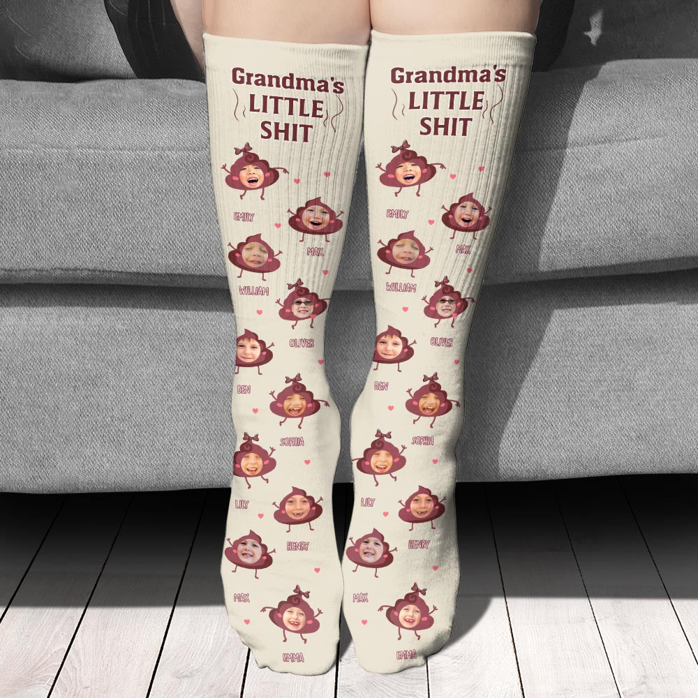 Daddy Little Shits - Gift for dad, grandma, grandpa, mom, uncle, aunt, brother, sister - Personalized Socks