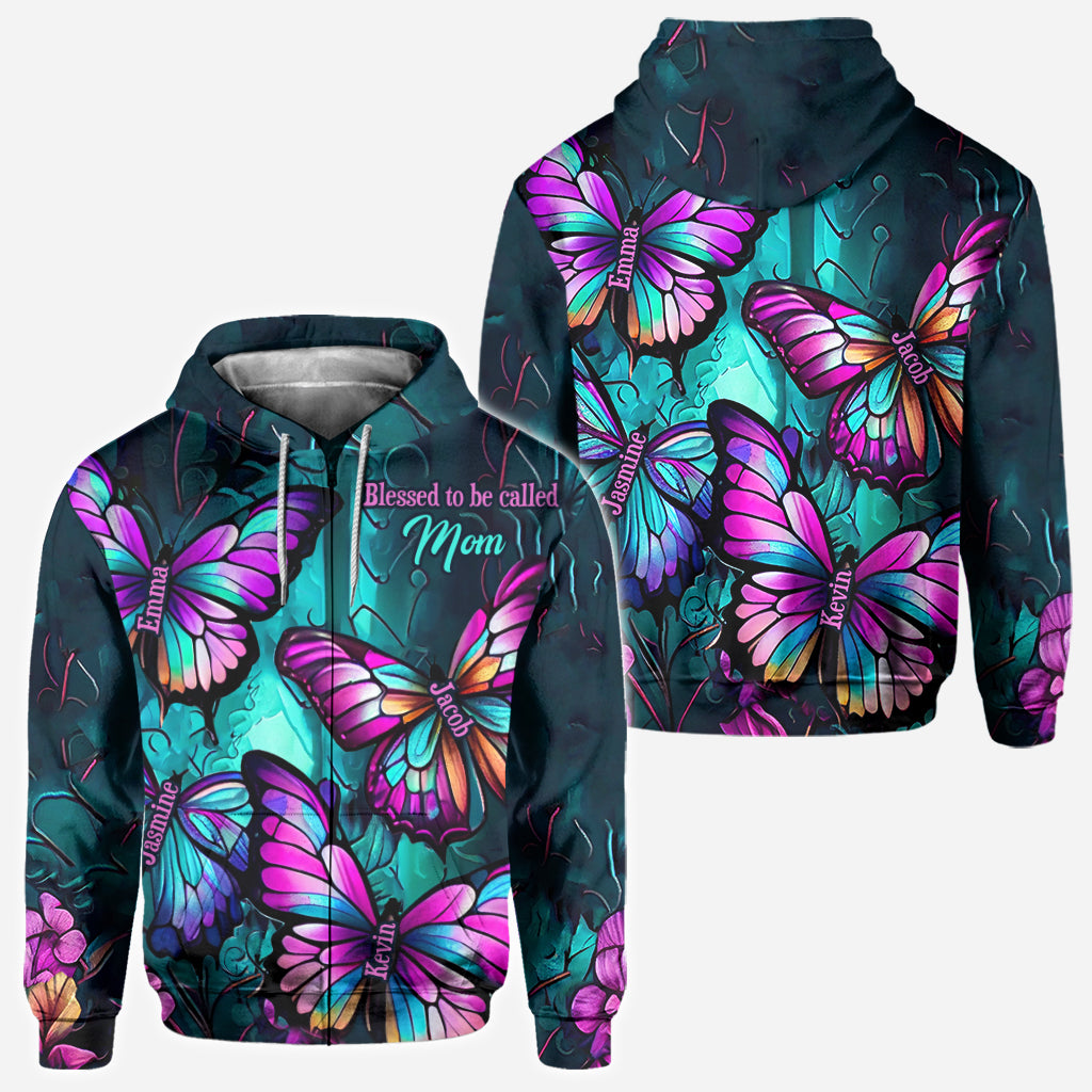 Grandma's Butterflies - Personalized Grandma All Over Shirt