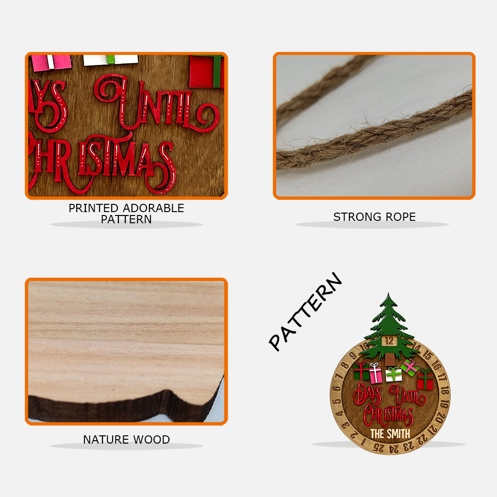 Days Until Christmas - Personalized Family Christmas Countdown Wood Sign 1