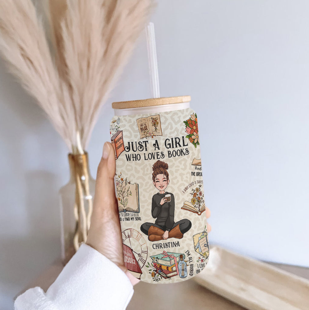 Just A Girl Who Loves Books - Personalized Book Can Glass