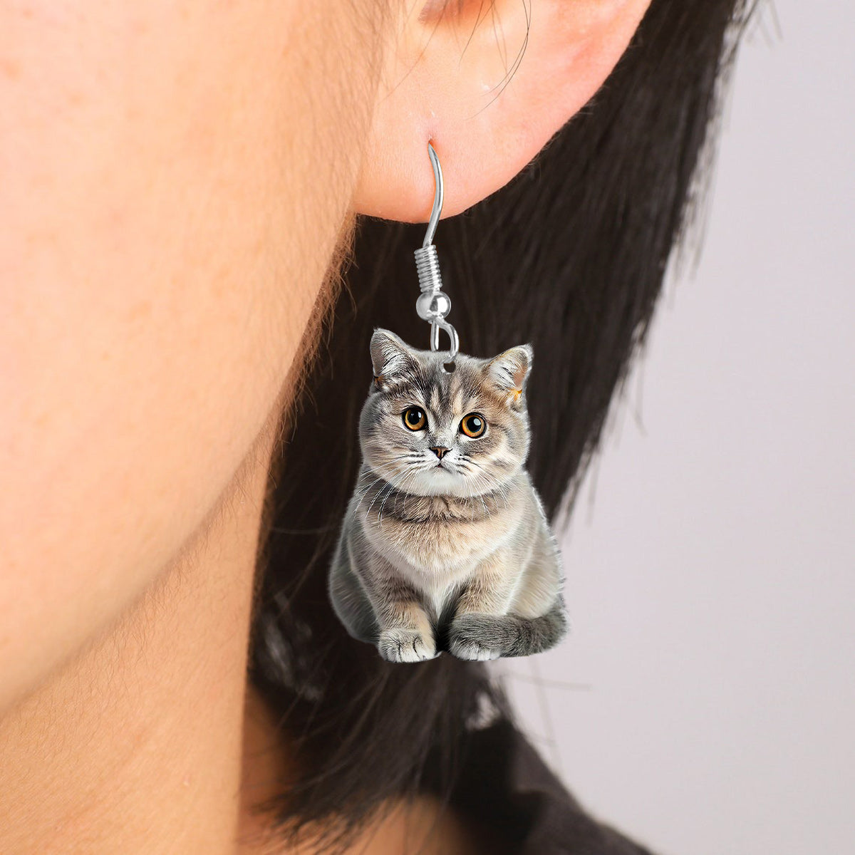 Boucles d'oreilles photo personnalisées - Cadeau pour les amoureux des chats et des chiens - Boucles d'oreilles personnalisées