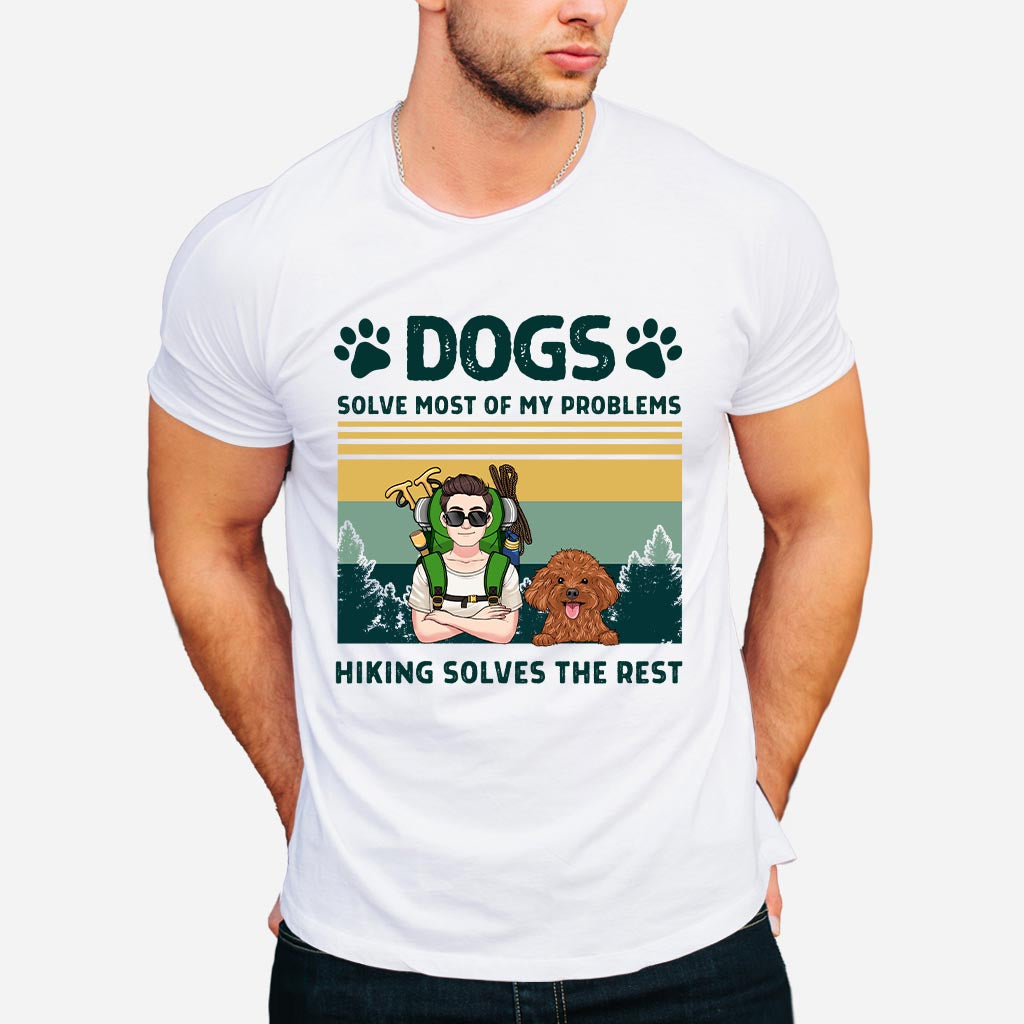 Les chiens et la randonnée résolvent mes problèmes - T-shirt et sweat à capuche de randonnée personnalisés
