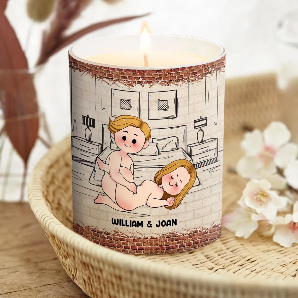 When This Candle Is Lid - Personalized Couple Candle With Wooden Lid