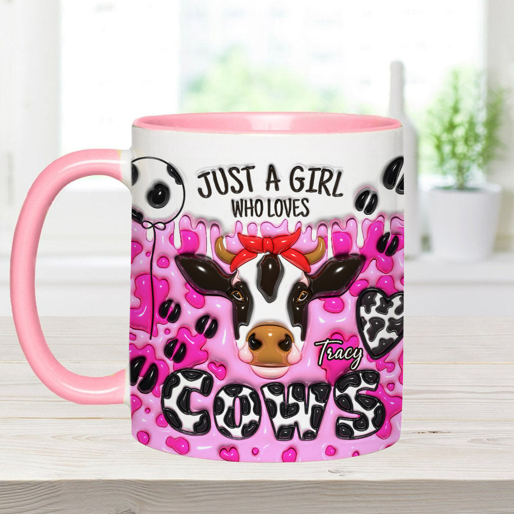 Mug personnalisé « Juste une fille qui aime les vaches » avec motif vache