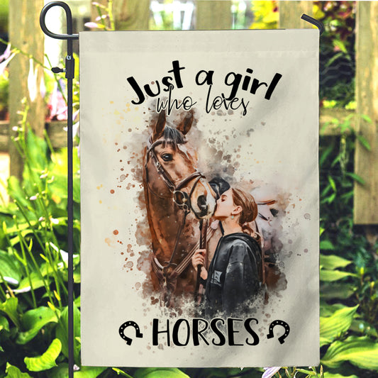 Just A Girl Who Loves Horses - Personalized Horse Garden Flag