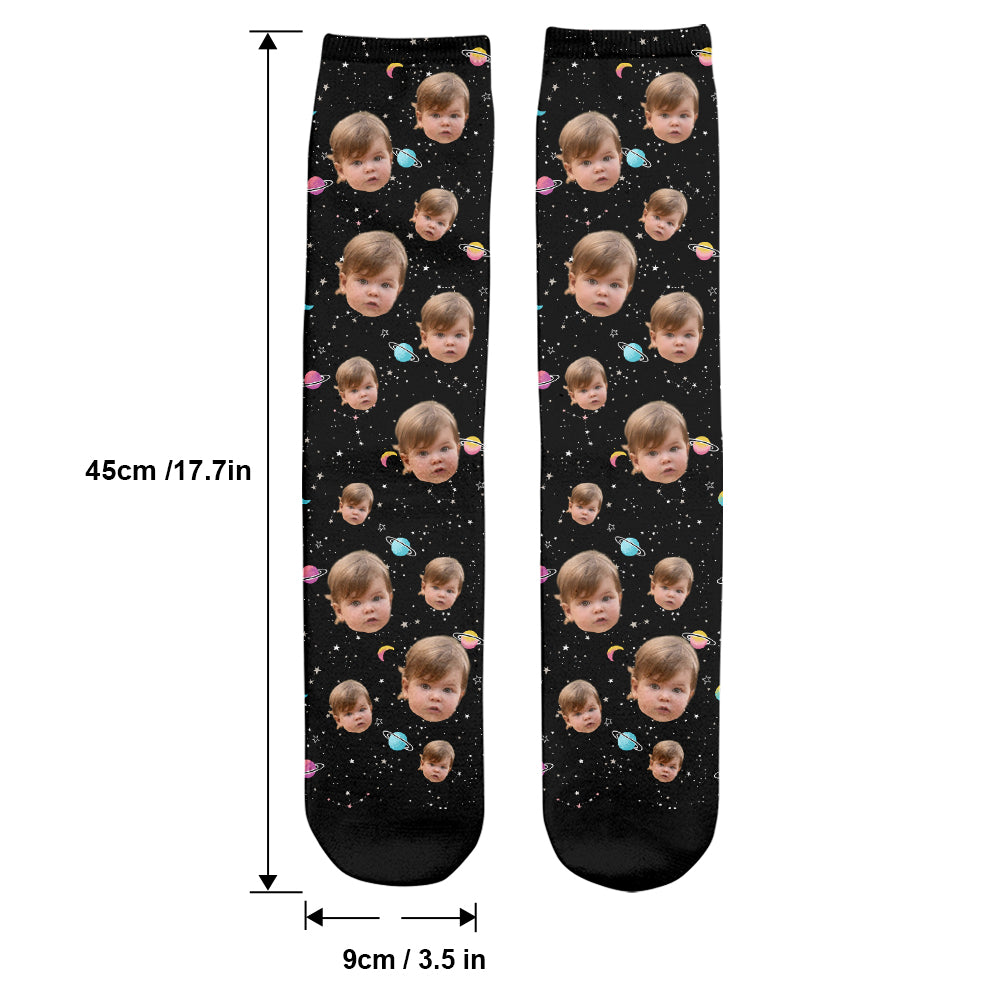 Custom Face Galaxy - Personalized granddaughter Socks