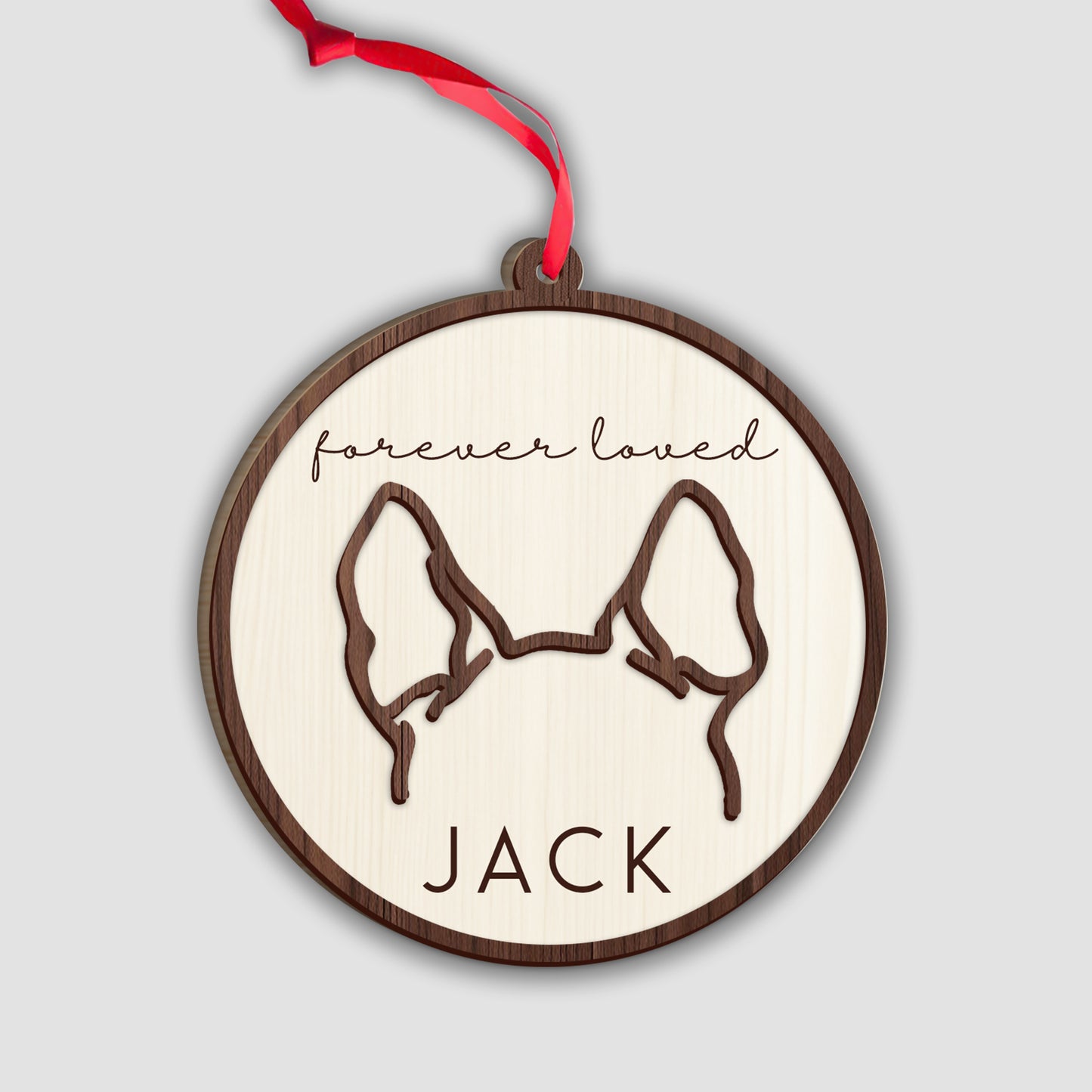 Hundeohren-Linienkunst-Ornament – ​​Personalisierter zweilagiger Hunde-Ornament