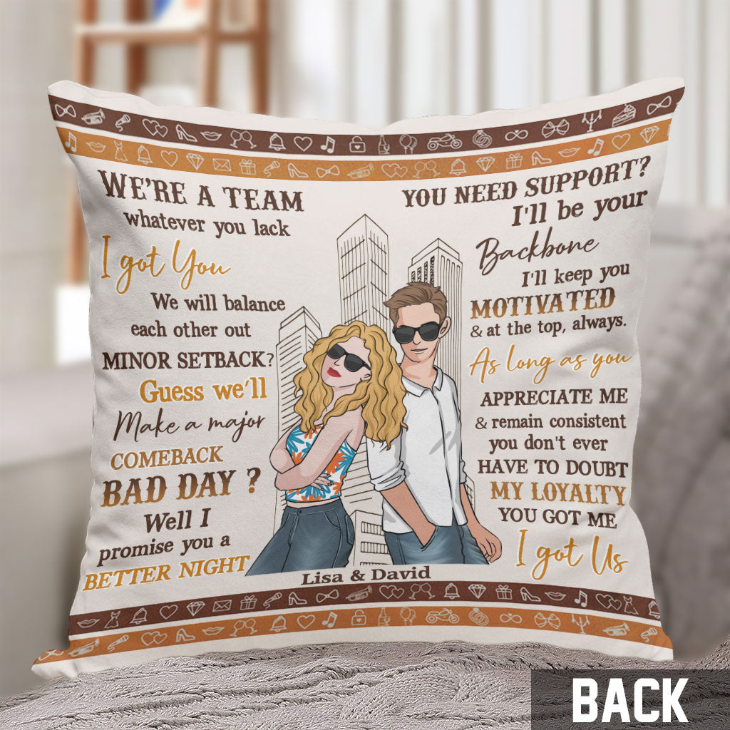 We're A Team - Personalized Couple Throw Pillow