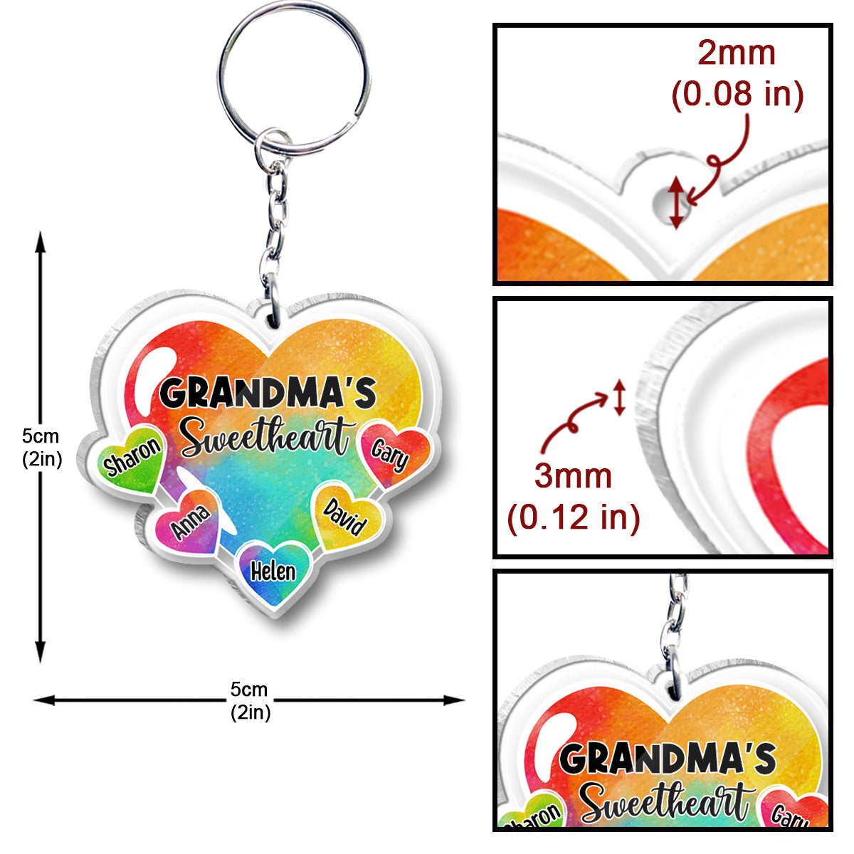 Grandma's Sweetheart With Grandchildren - Personalized Grandma Keychain