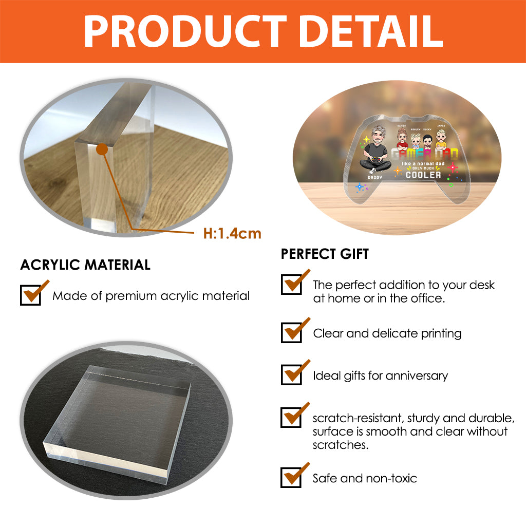 Gamer Dad - Personalized Video Game Custom Shaped Acrylic Plaque