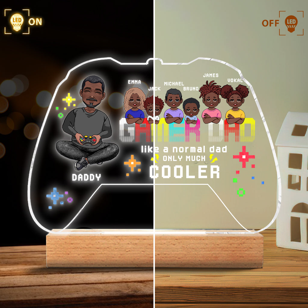 Gamer Dad - Personalized Video Game Shaped Plaque Light Base