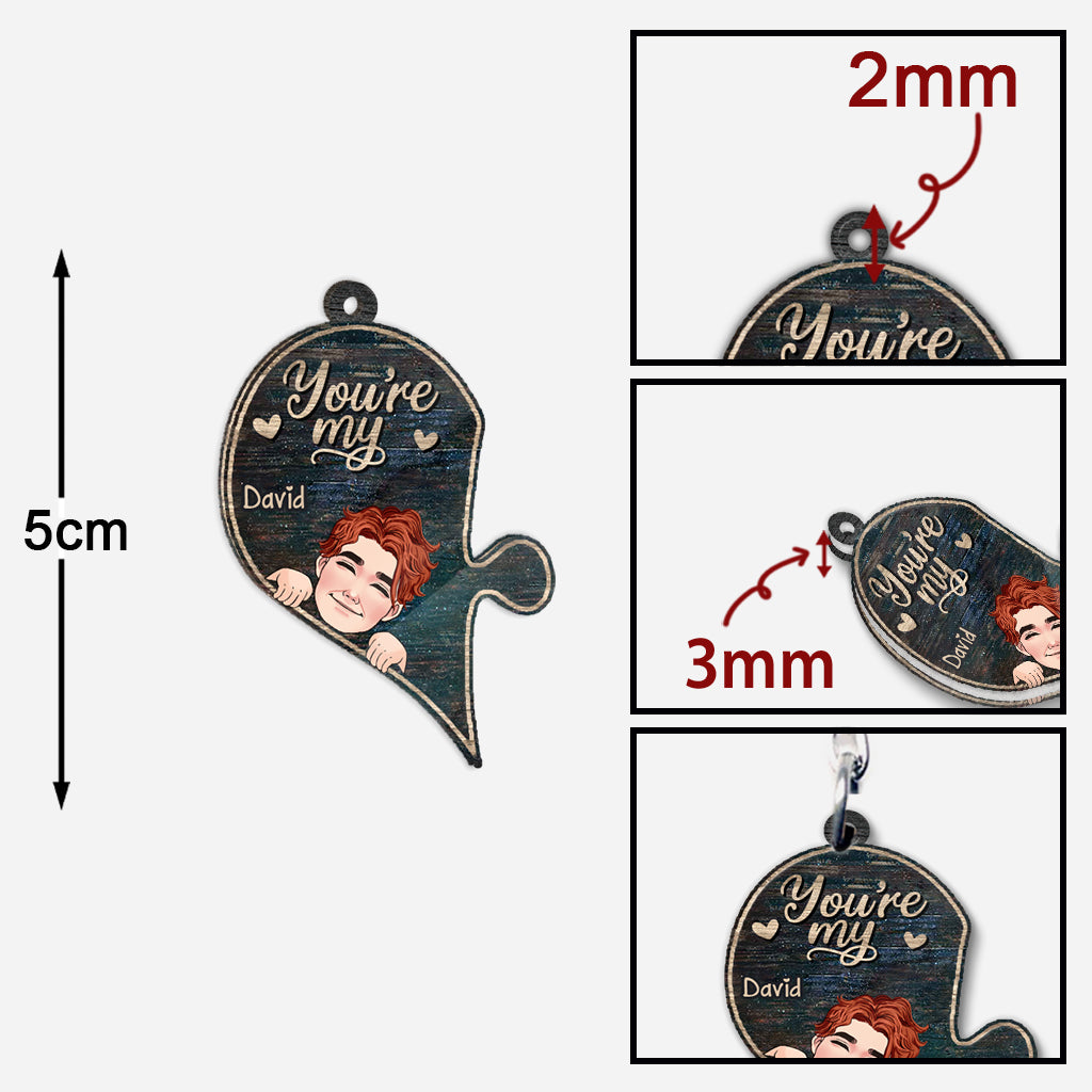 You Are My Missing Piece - Personalized Couple Keychain (Printed On Both Sides)