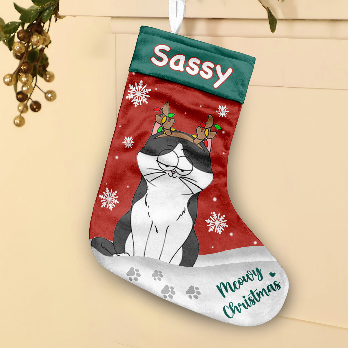 Noël Miaou - Chaussettes de Noël personnalisées pour chats