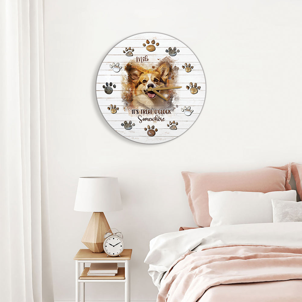 L'heure des friandises - Horloge murale personnalisée pour chien