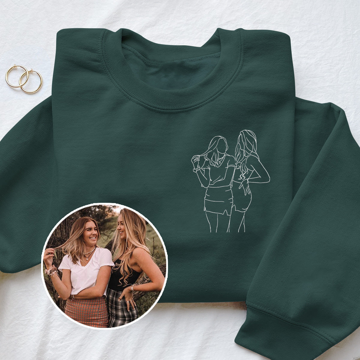 Custom Line Art - Personalized granddaughter Embroidered Sweater