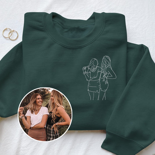 Custom Line Art - Personalized granddaughter Embroidered Sweater