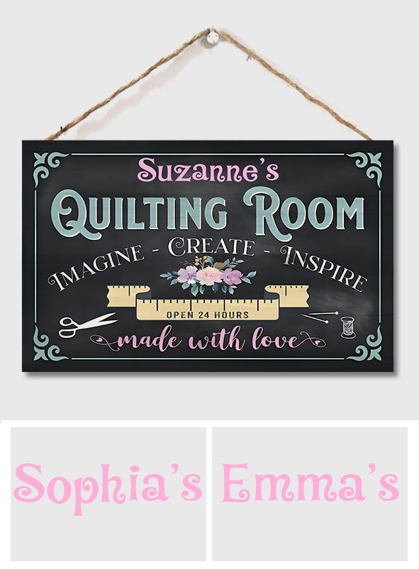 Quilting Room - Personalized Quilting Rectangle Wood Sign