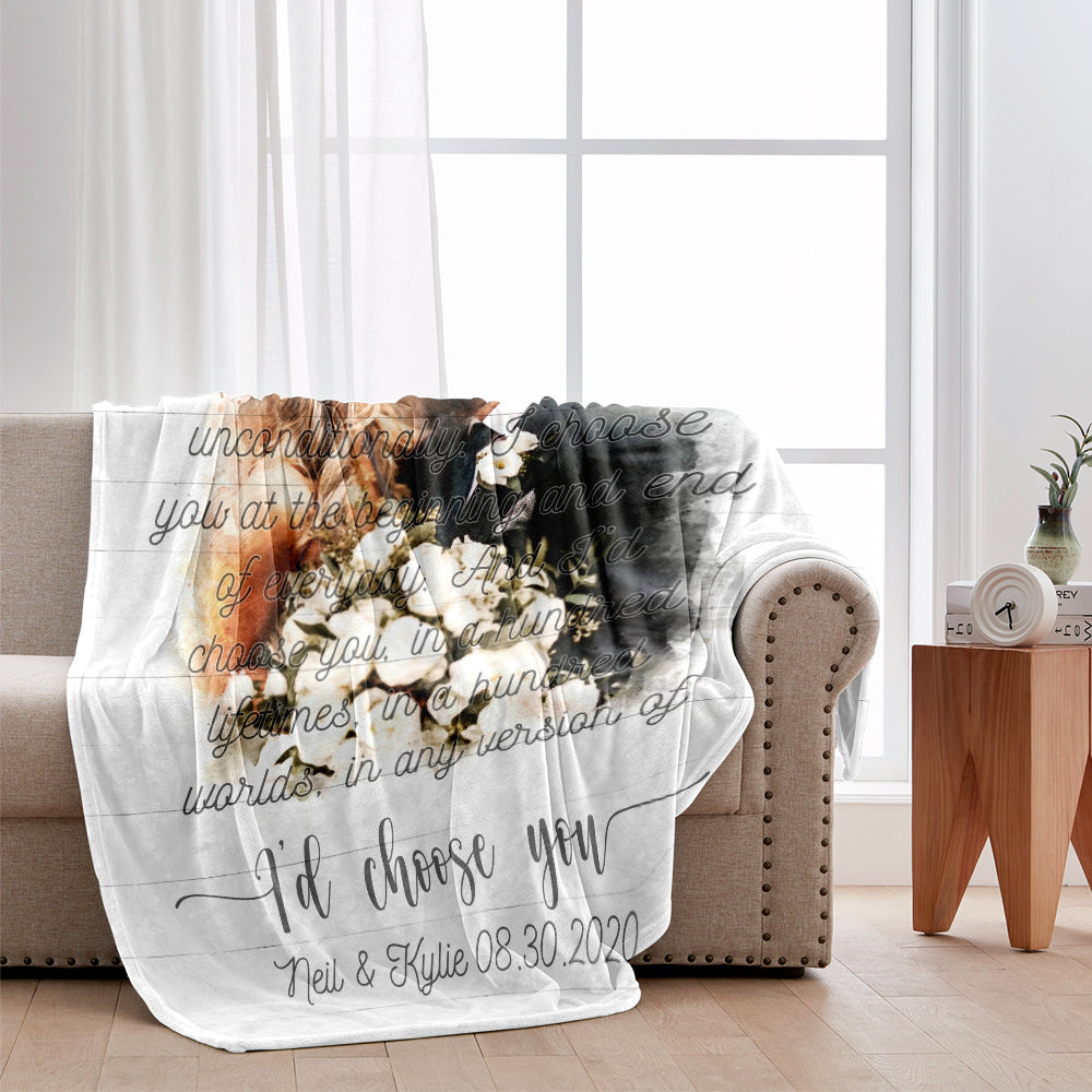 I Choose You - Personalized Husband And Wife Blanket