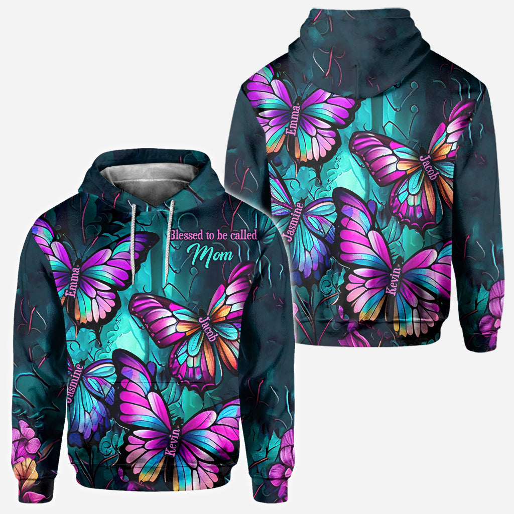 Grandma's Butterflies - Personalized Grandma All Over Shirt