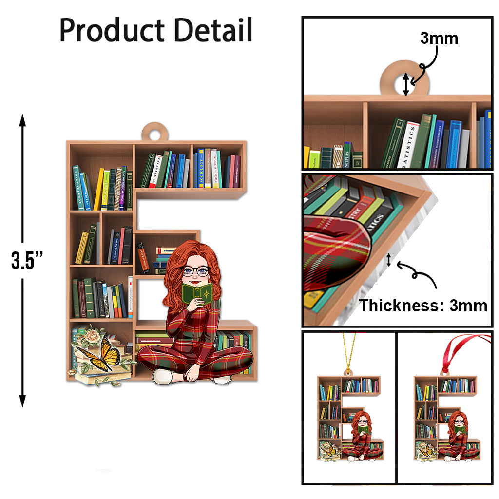Bookshelf Ornament With Alphabet & Numbers - Personalized Book Ornament