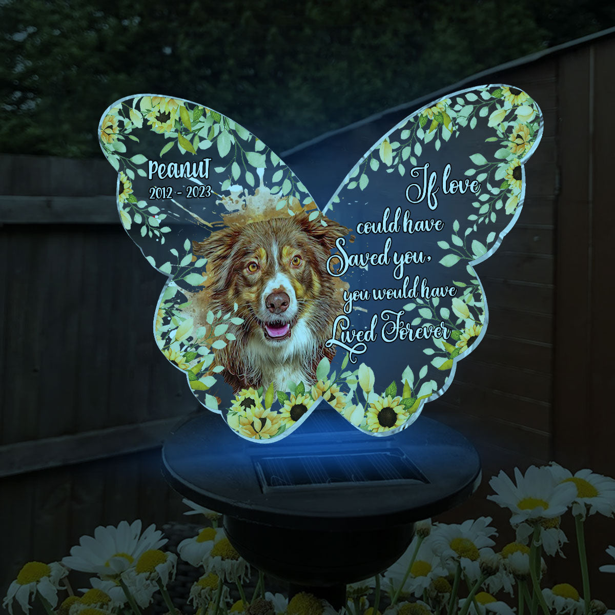 Si l'amour avait pu te sauver - Lampe solaire personnalisée pour jardin pour chien