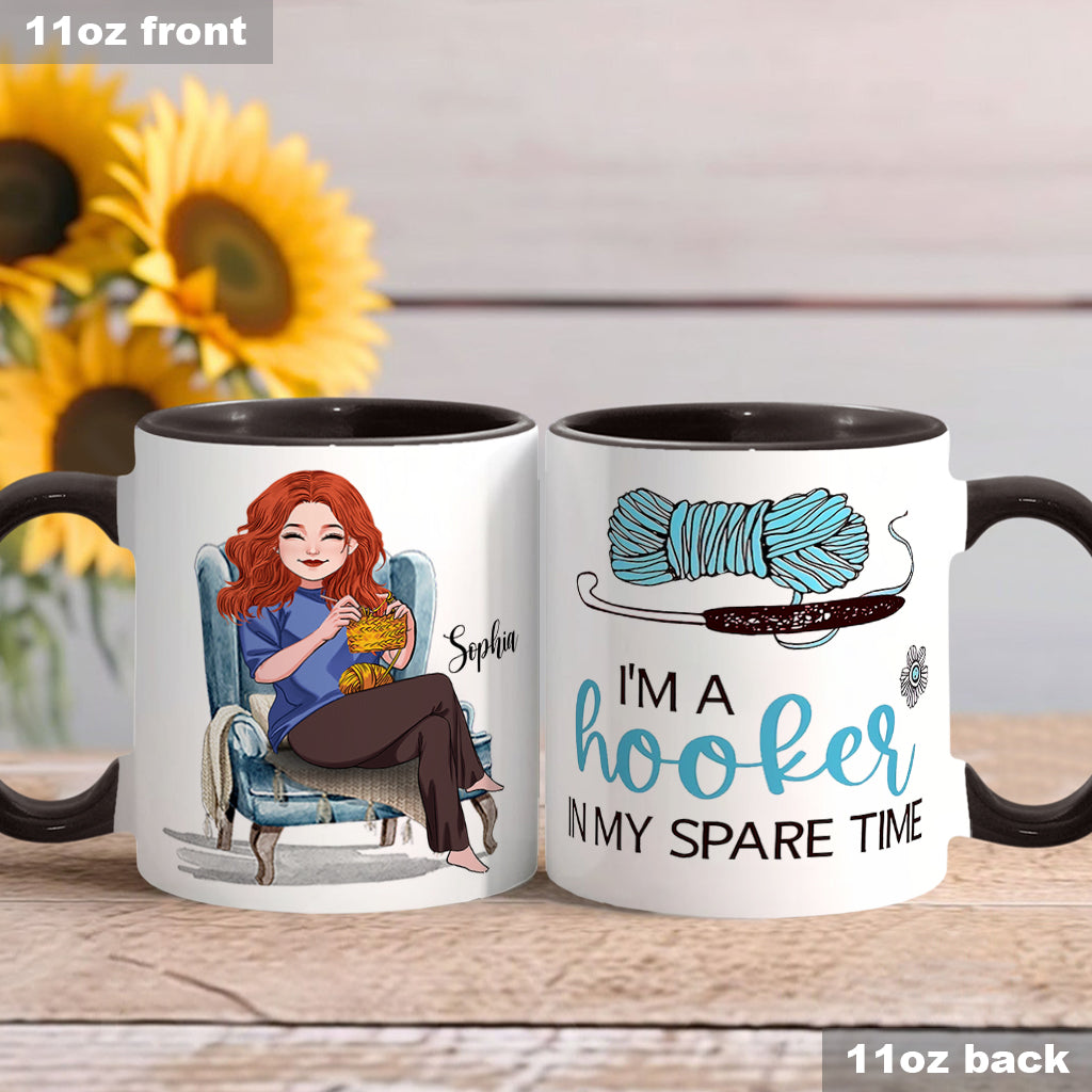 I'm A Hooker On My Spare Time - Personalized Crocheting Accent Mug