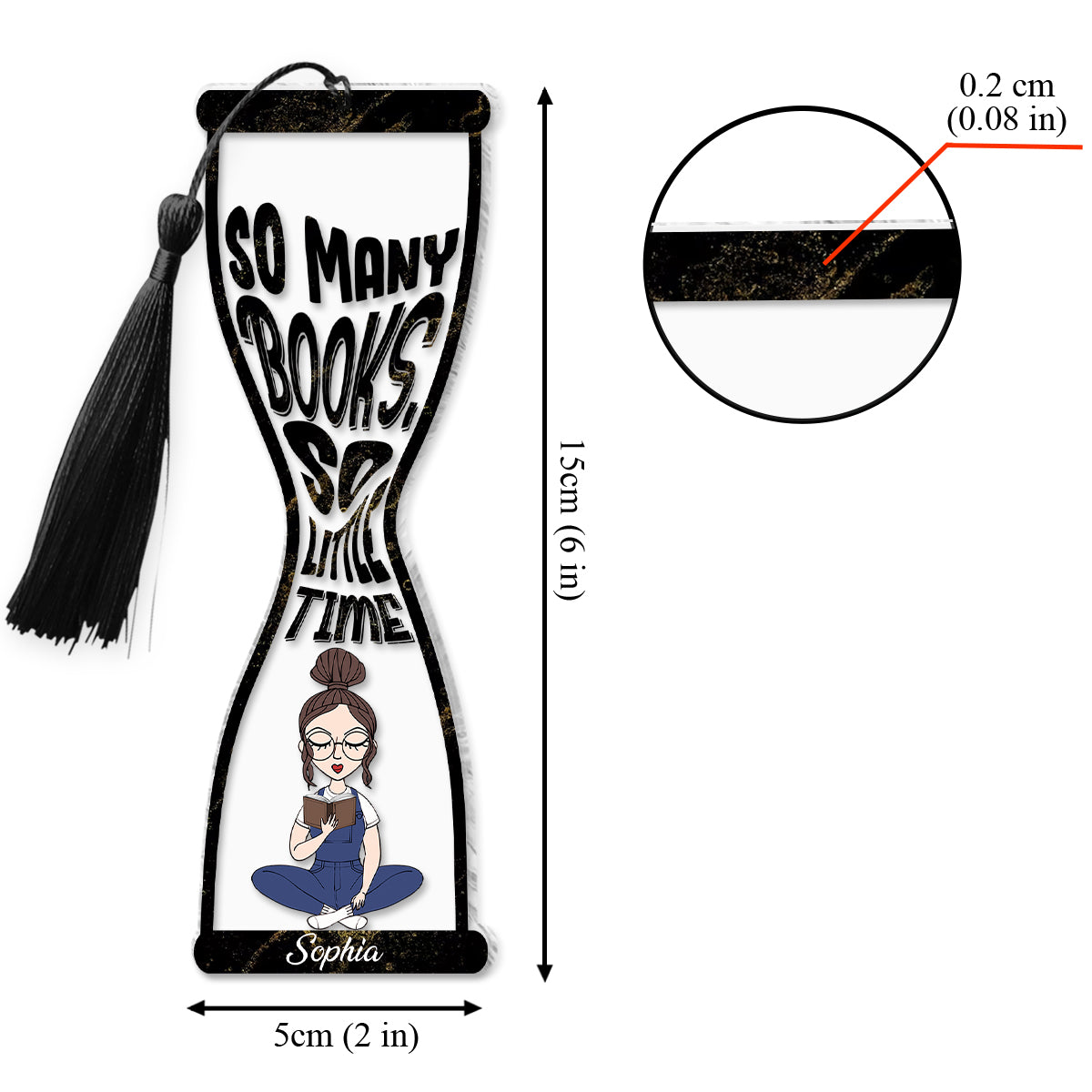 So Many Book So Little Time - Personalized Book Bookmark