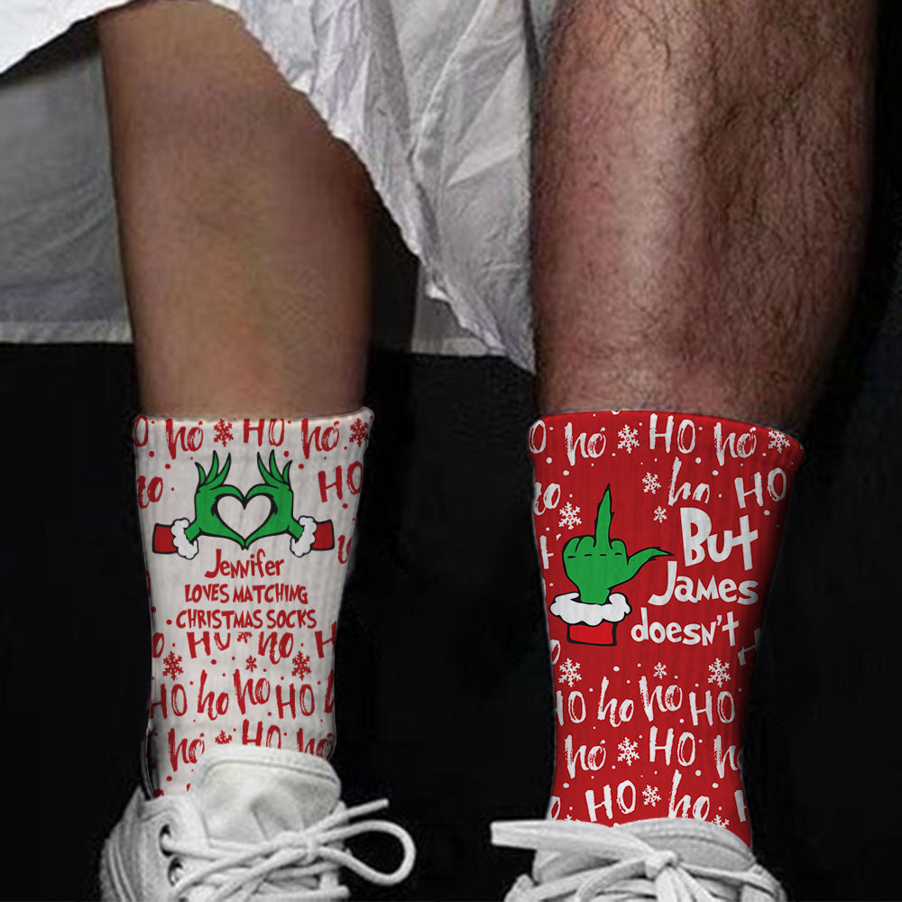Matching Christmas Socks For Couple - gift for husband, wife, boyfriend, girlfriend - Personalized Socks