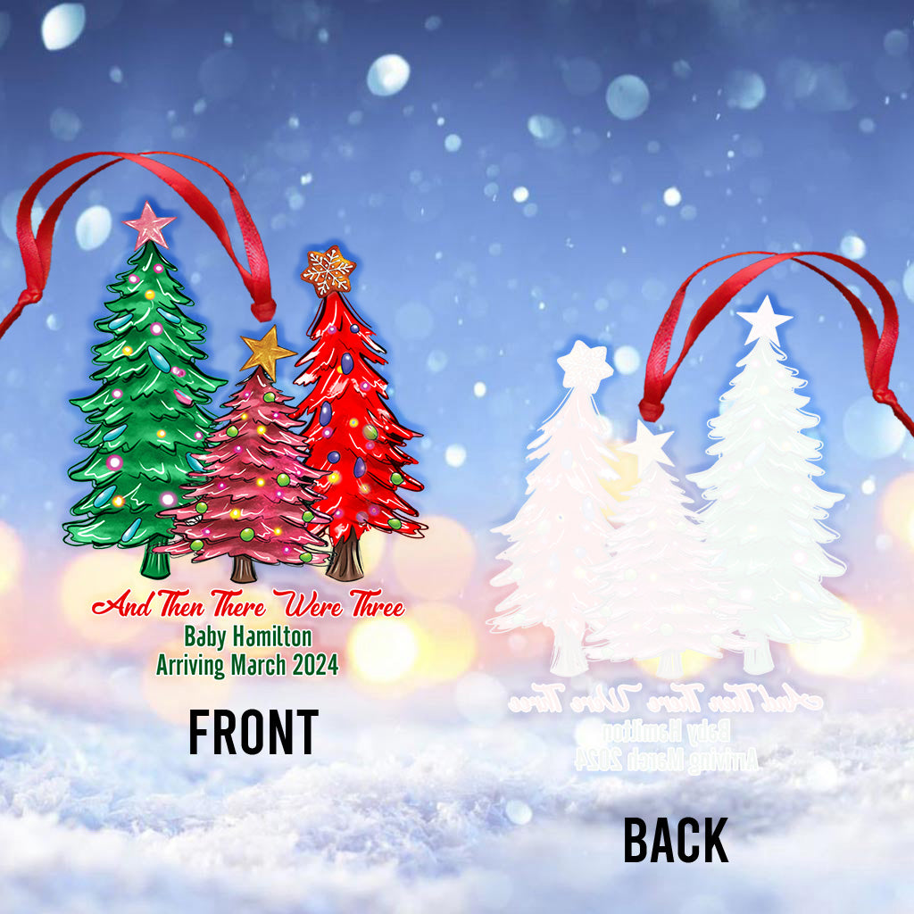 Et puis il n'en restait plus que trois - Ornement de grossesse transparent personnalisé