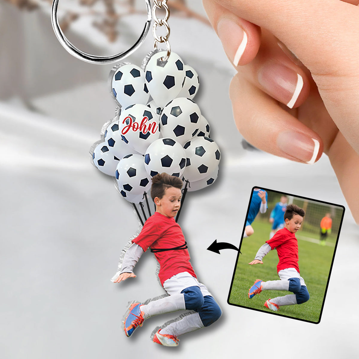Happy Football Player - Personalized Football Keychain