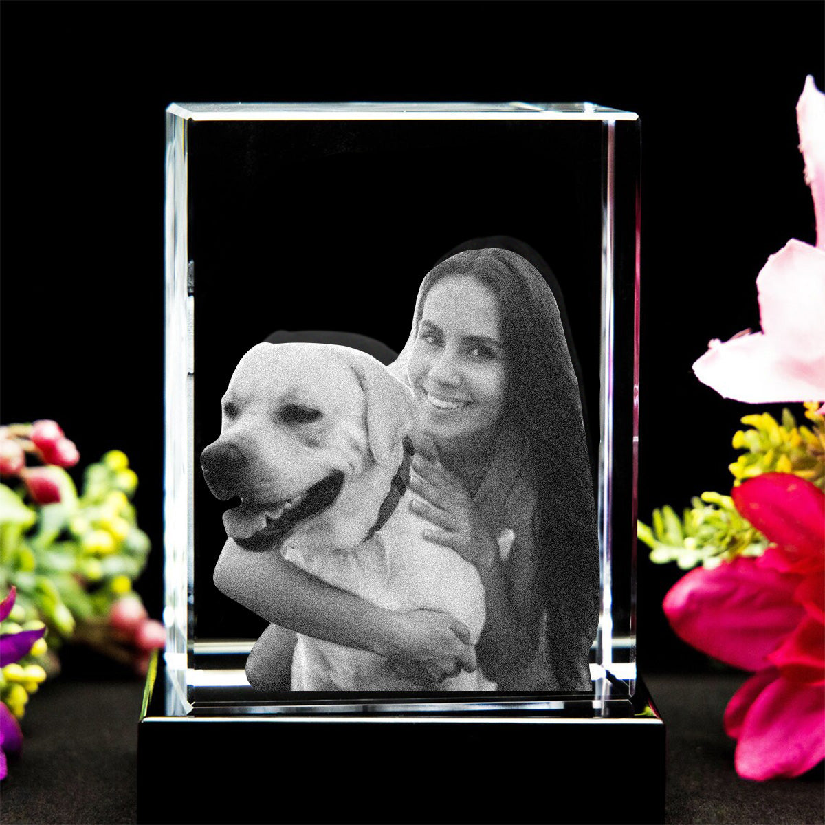 Custom Photo - Personalized Dog Laser Engraving 3D Cuboid Shaped Crystal Lamp