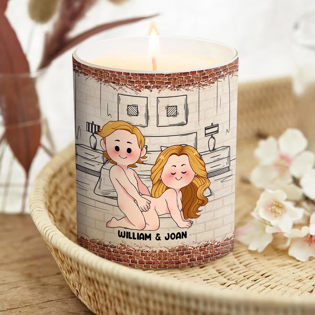 When This Candle Is Lid - Personalized Couple Candle With Wooden Lid