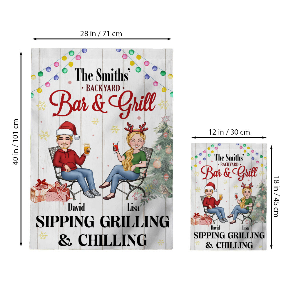 Bar & Grill - Personalized Backyard House Flag