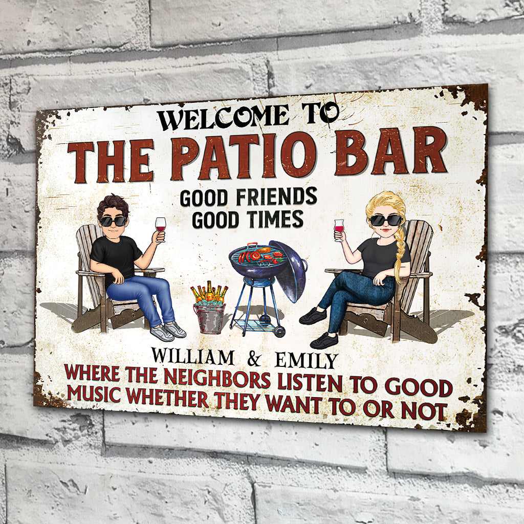 Welcome To The Patio Bar - Personalized Backyard Rectangle Metal Sign