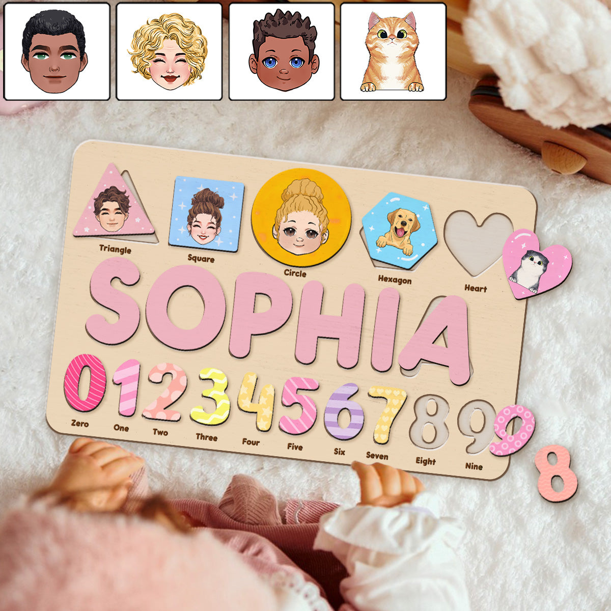 Algebraic Wooden Name Puzzle - Personalized Kid Name Puzzle