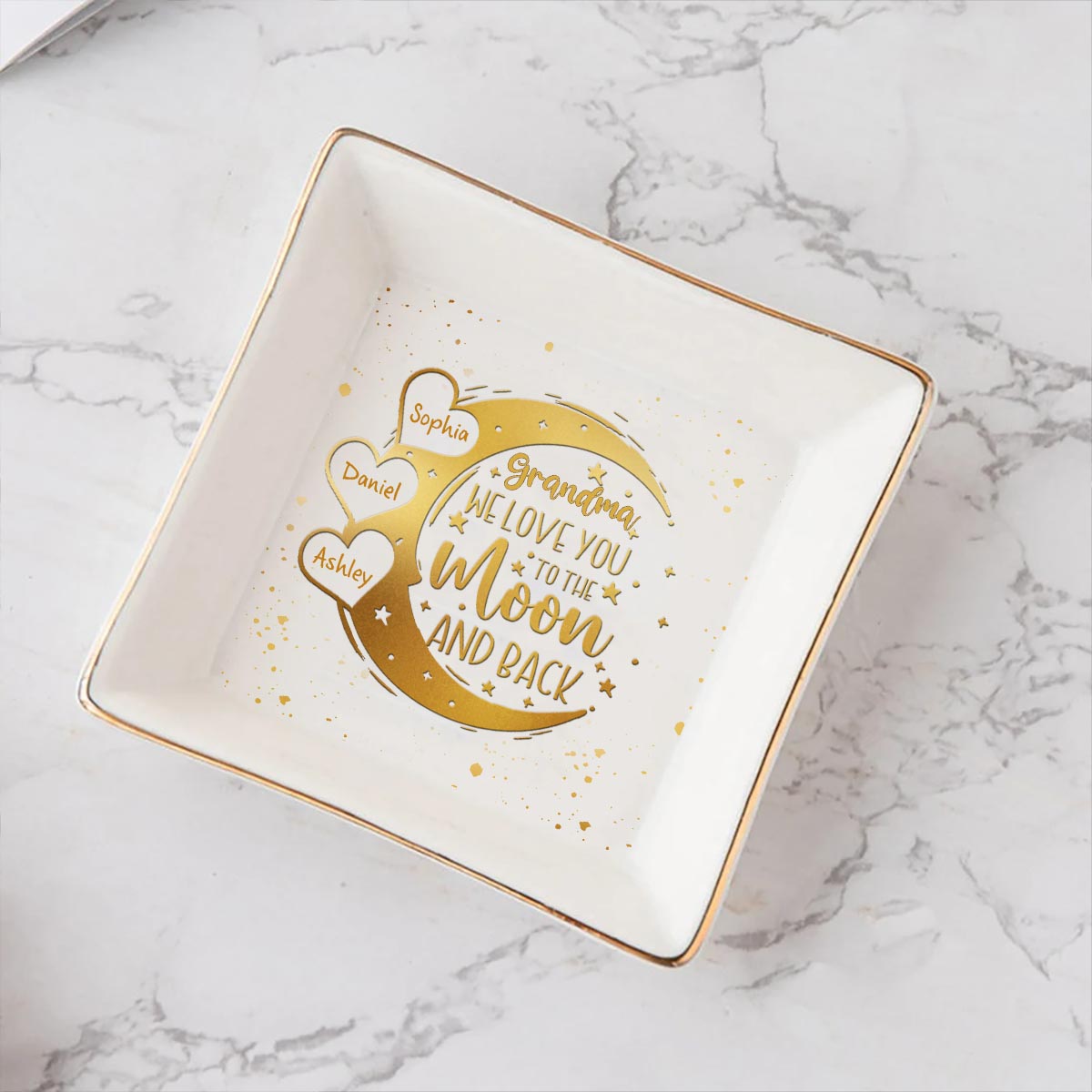 I Love You To The Moon And Back - Gift for mom, grandma, grandpa, uncle, aunt, dad - Personalized Jewelry Dish