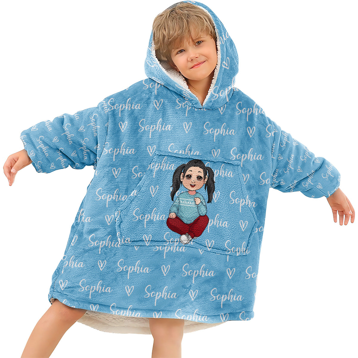 Merry Christmas Kids - Personalized Kid Blanket Hoodie