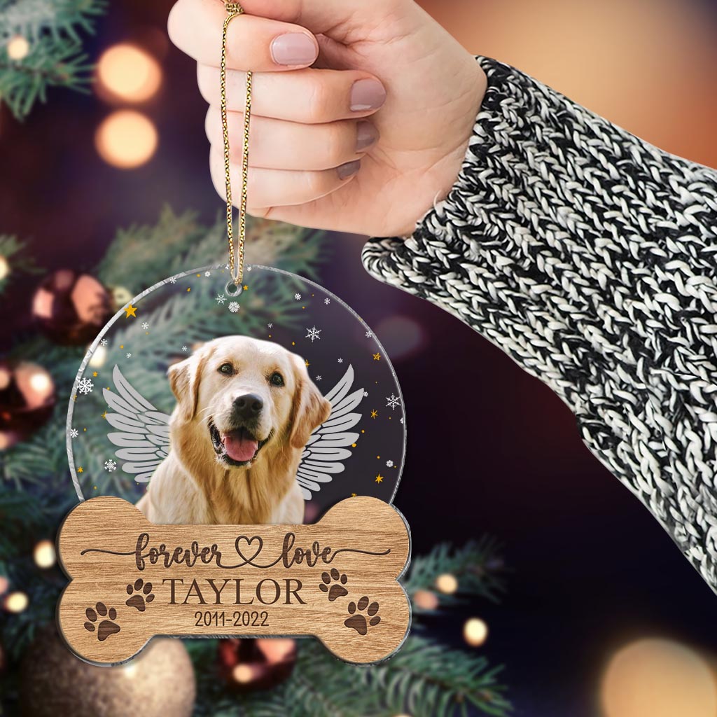 Forever Loved Dog - Gift for dog lovers, who lost dog, who lost cat - Personalized 2 Layered Piece Mix Ornament