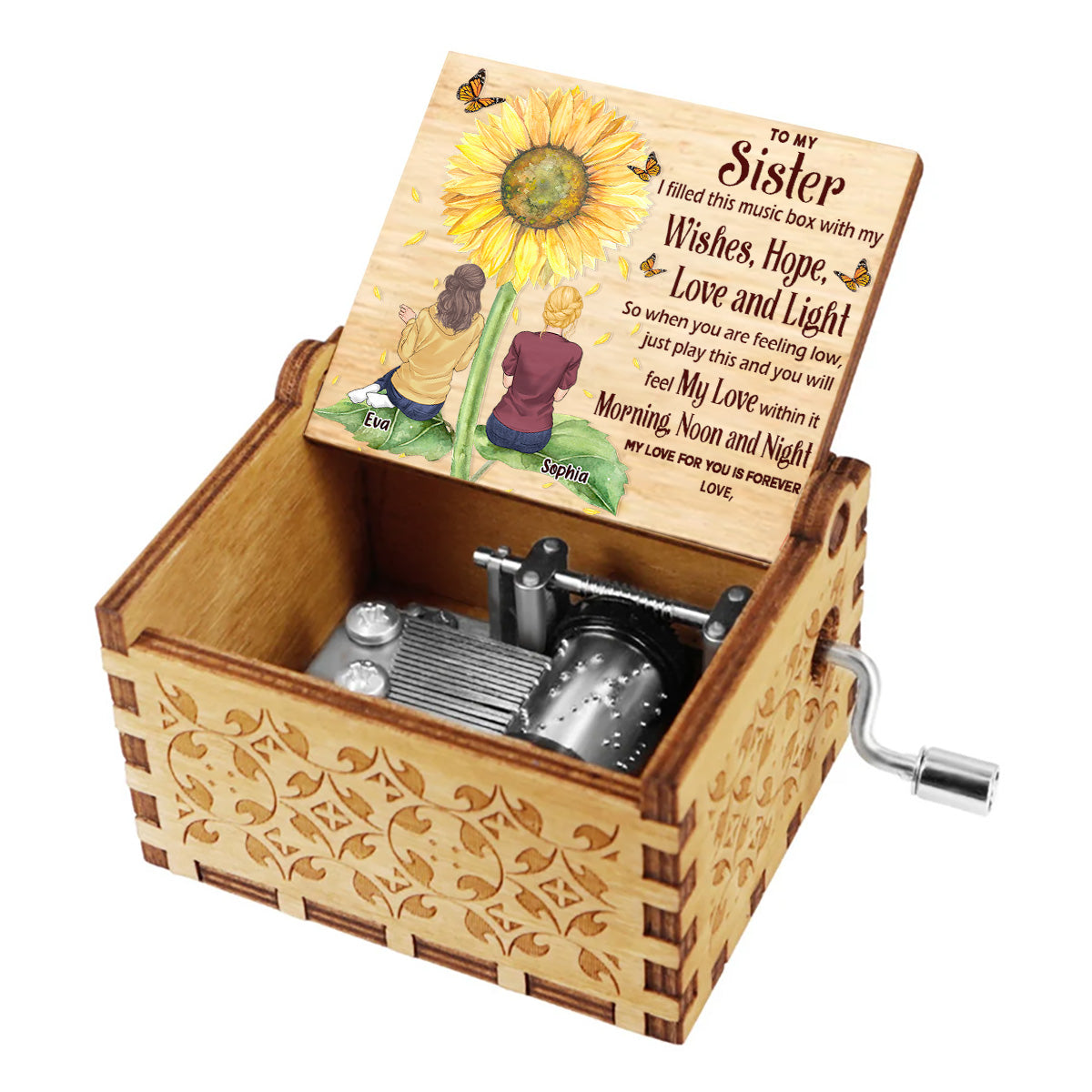 À ma fille, ma petite-fille - Cadeau pour grand-mère, maman, fille, petite-fille, sœur - Boîte à musique à manivelle personnalisée